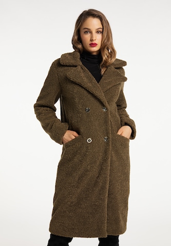 faina Between-Seasons Coat in Green: front