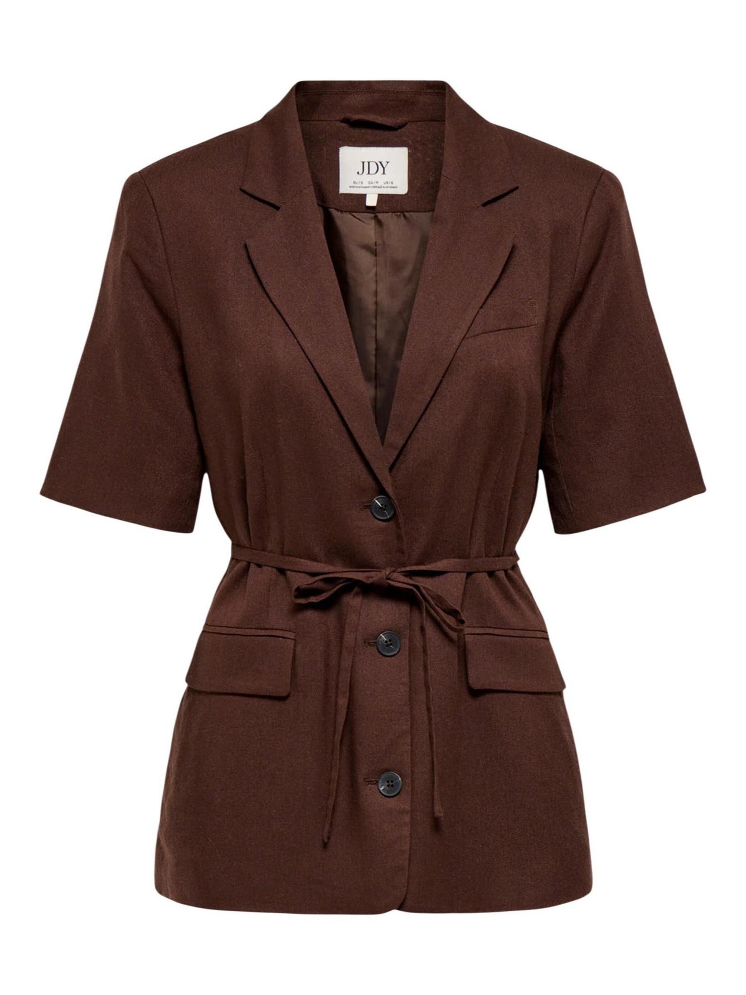 Blazer 'Jdynaomi Linen S/S Belt Blazer Tlr 15373938' di Jaqueline de Yong in marrone