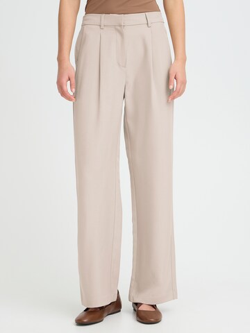 Wide Leg Pantalon à plis 'IHFAVA' ICHI en gris : devant