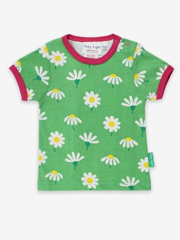 Toby Tiger Shirt 'Bio-Baumwoll Kinder Shirt kurzarm mit Gänseblümchen-Druck' in Green
