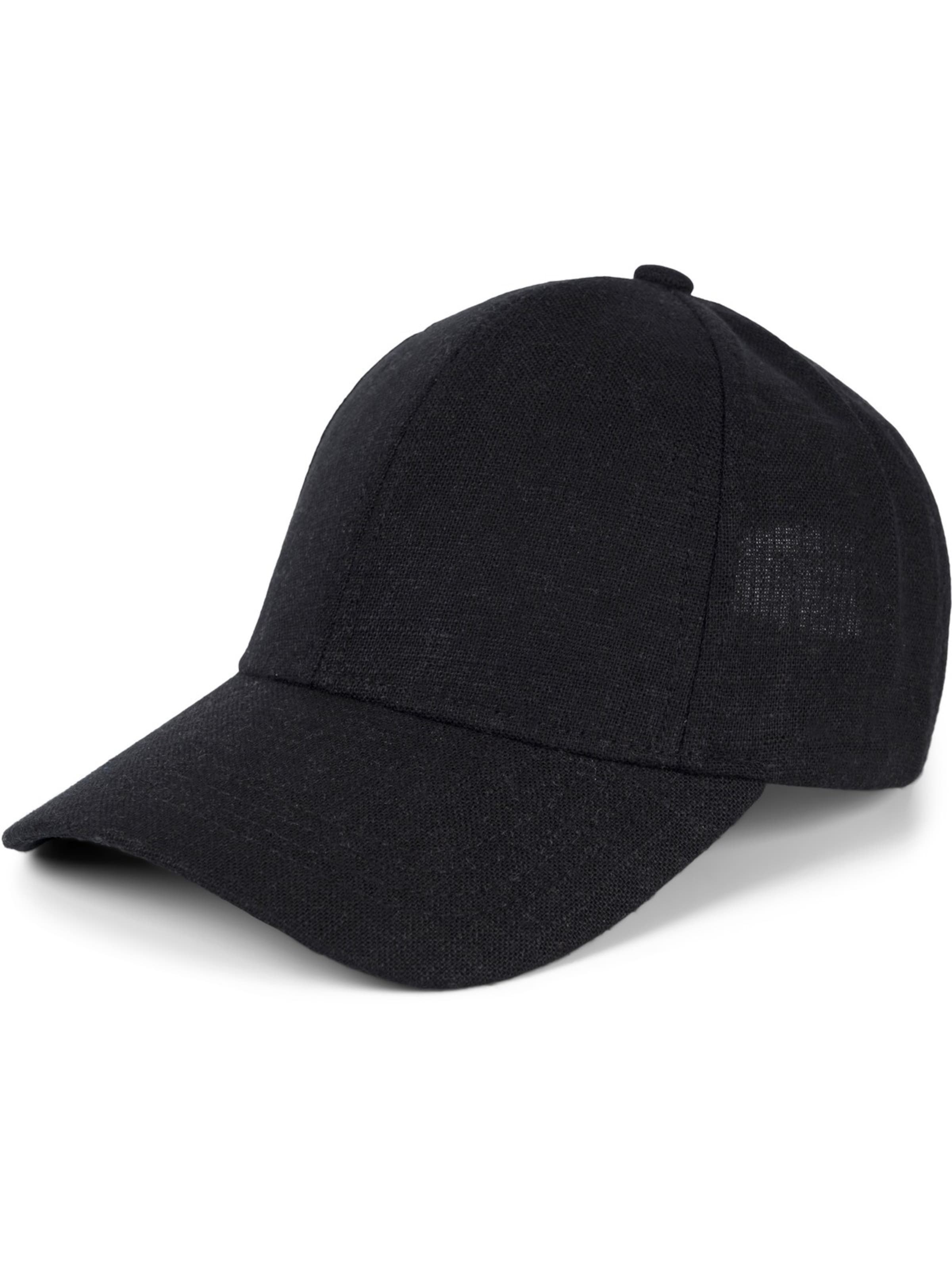 styleBREAKER Cap 'Leinen Baseball Cap' in Black: front