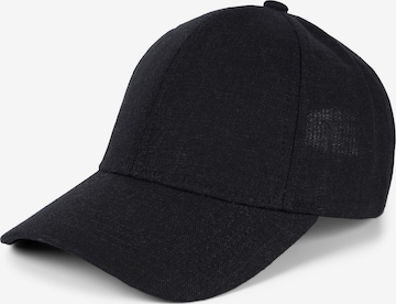 styleBREAKER Cap 'Leinen Baseball Cap' in Black: front
