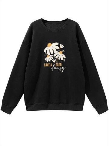 Felpa 'Women's Crew Neck Oversized Sweatshirt with Daisy Print' di GORHEY in nero