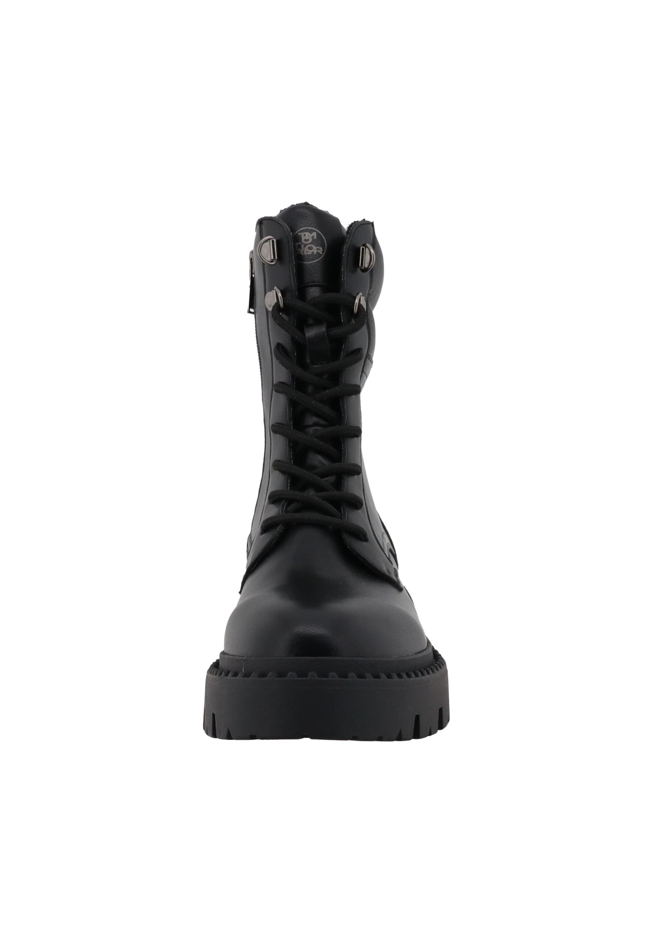 TOM TAILOR Lace-up bootie in Black