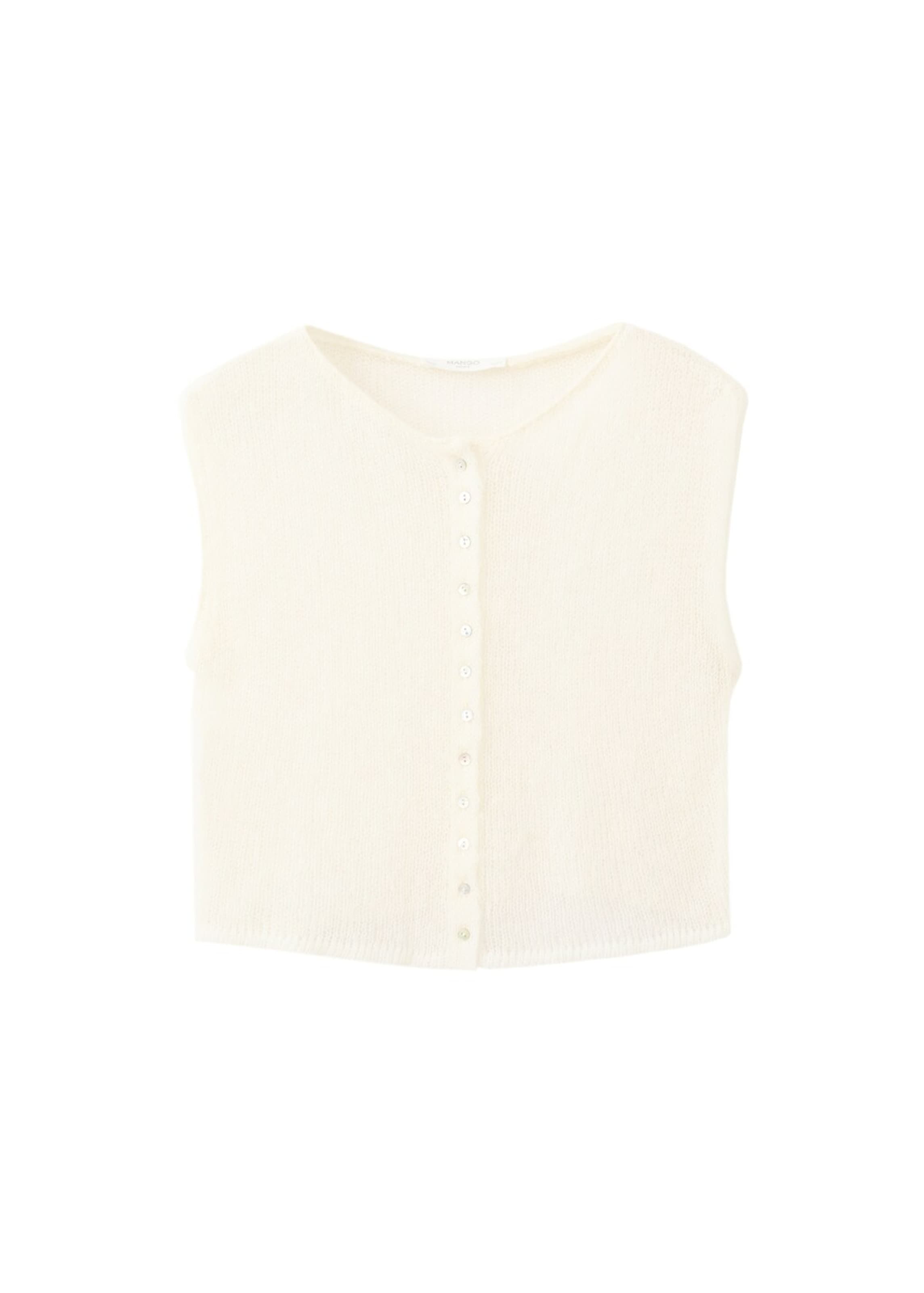 MANGO Knit Cardigan 'Minu' in White: front