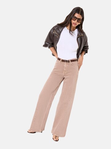 Wide Leg Jean Friends Like These en beige : devant