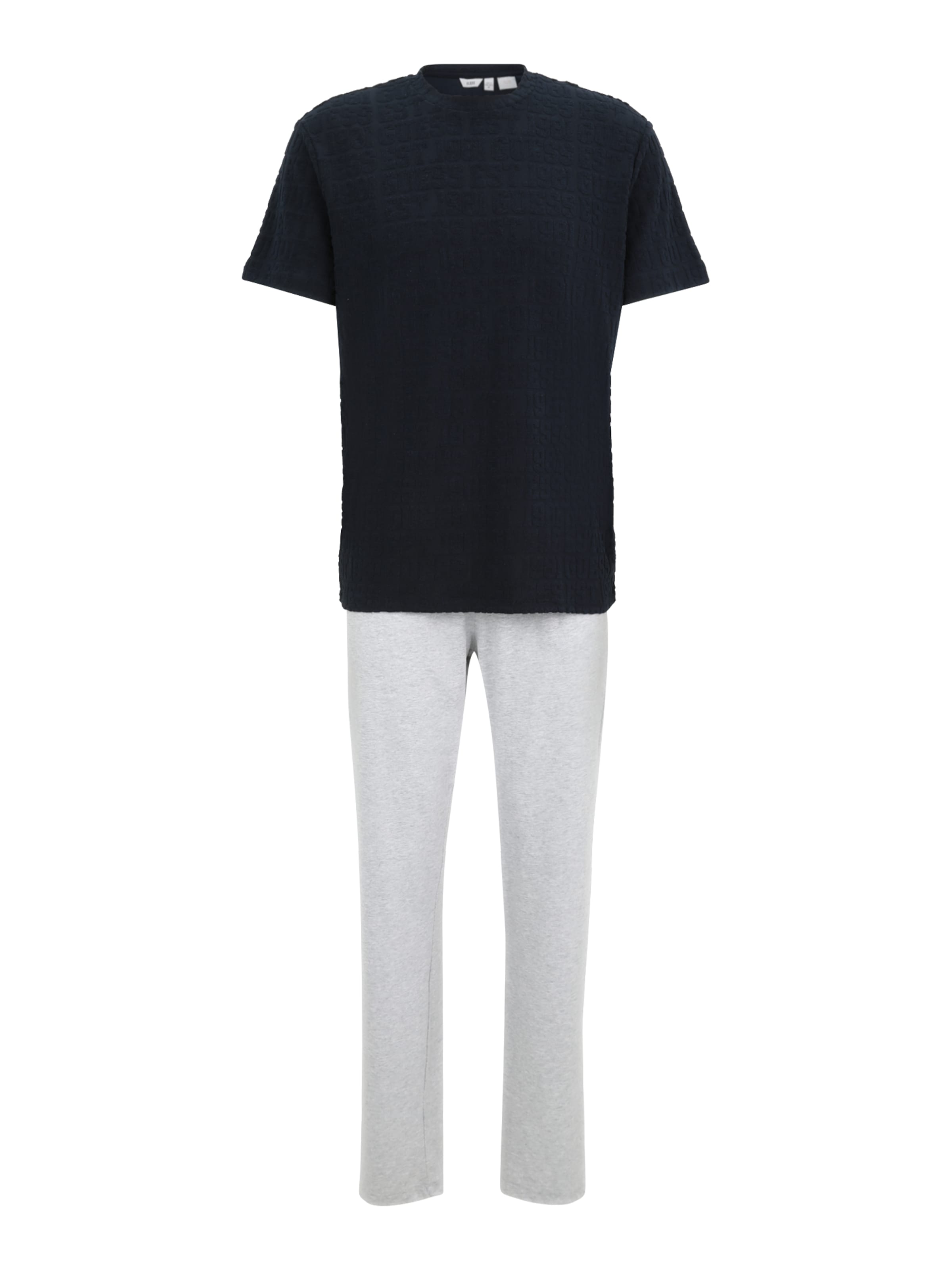 GUESS Дълга пижама в синьо: отпред