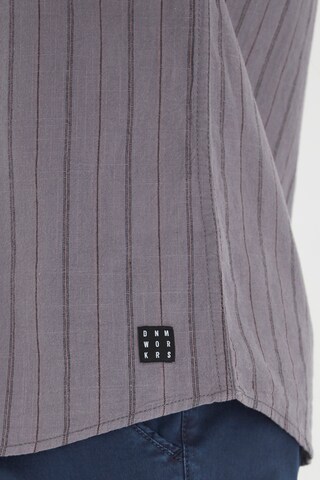 BLEND Regular Fit Herrenhemd mit kleinem Stehkragen in Grau