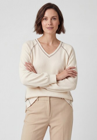Sweat-shirt Usha en beige : devant