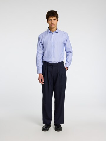 SELECTED HOMME Slim fit Button Up Shirt 'SLHLux' in Blue