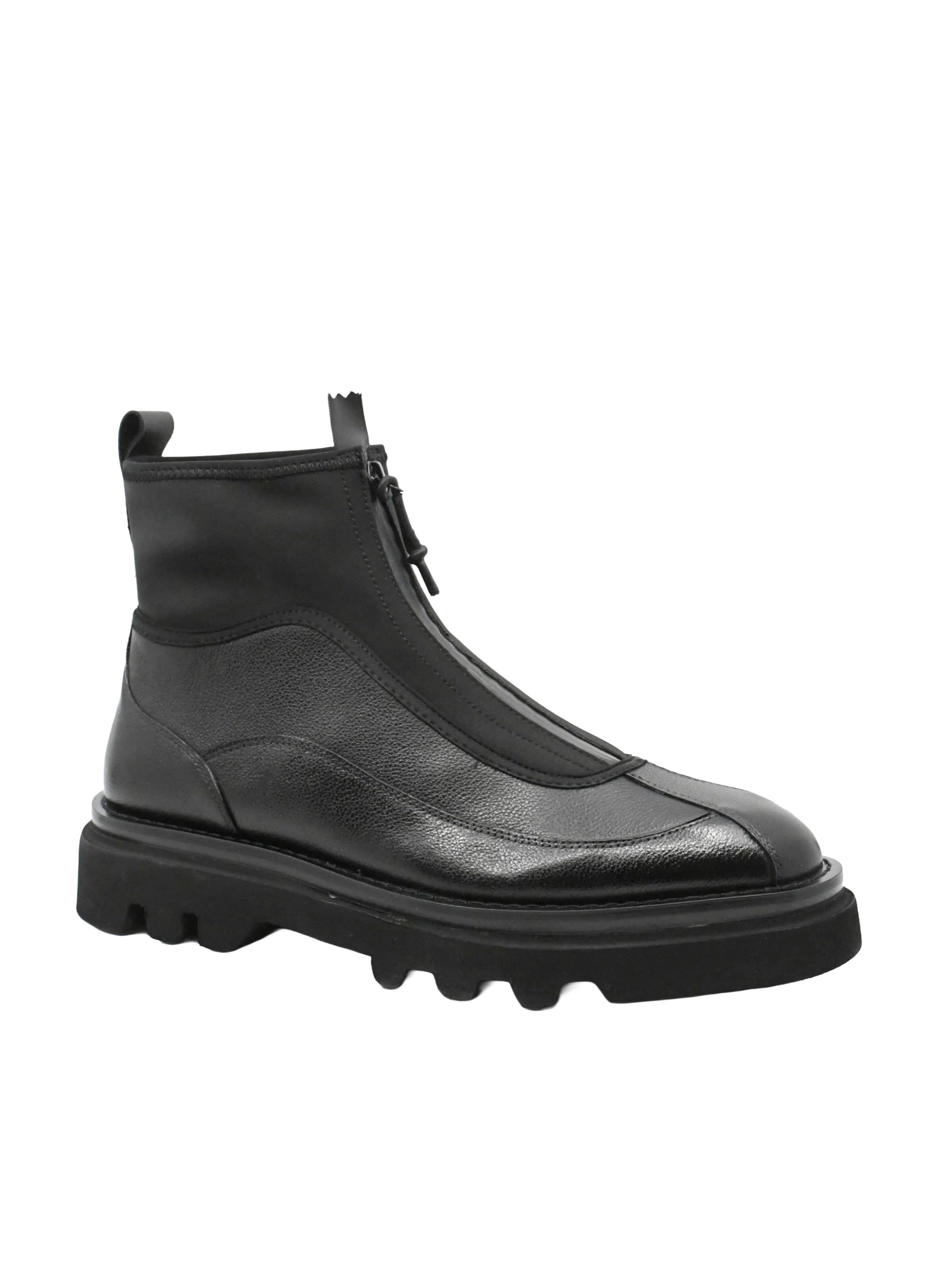 Cizme 'Ghete casual Gryxx negre din piele naturală cu fermoar frontal și carâmb flexibil OTR1834' de la In Tempo pe negru: față