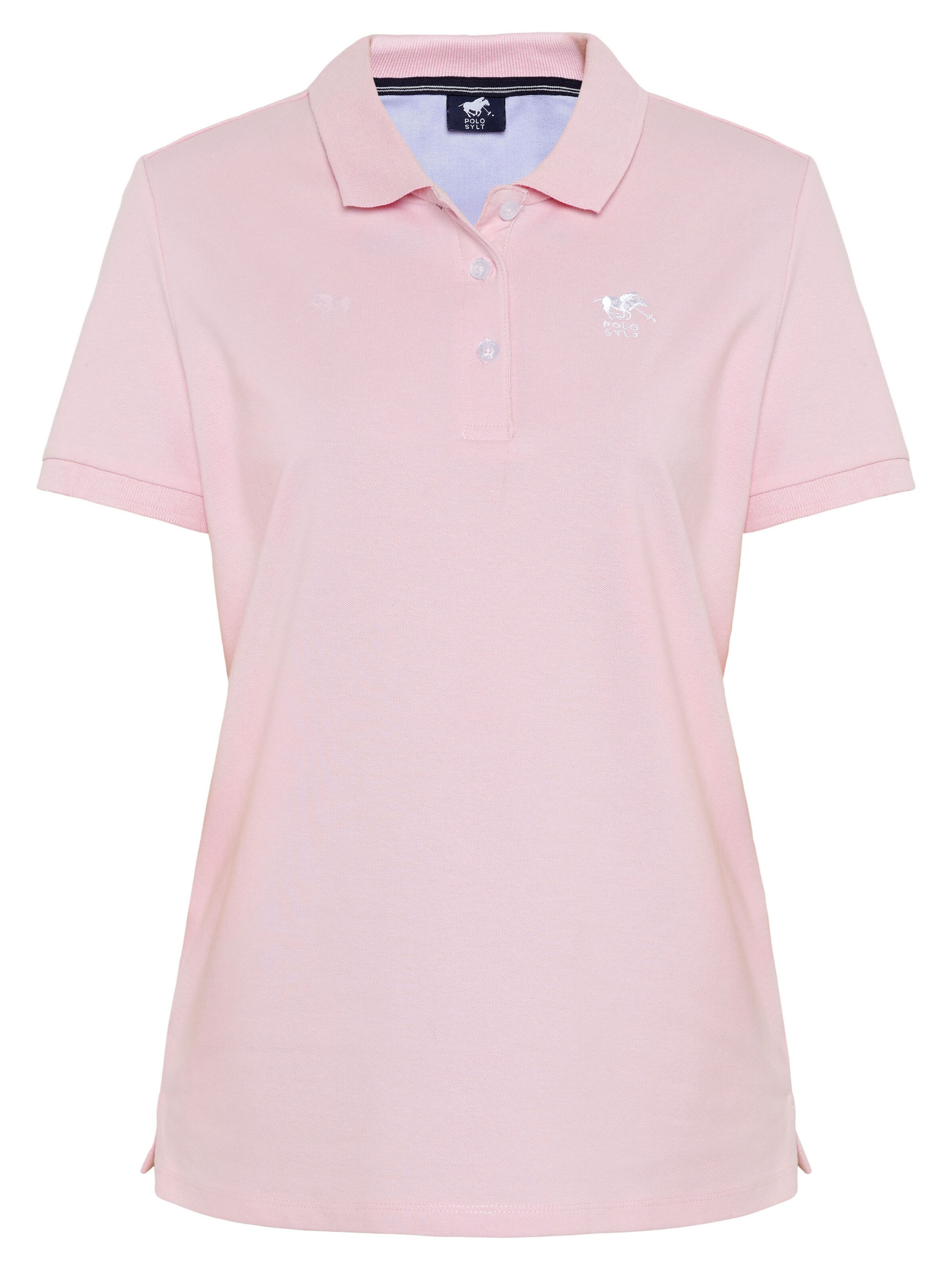 Polo Sylt Shirt ' im puristischen Design mit Logo-Stickerei ' in Pink: front