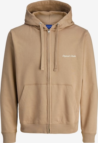 JACK & JONES Sweat jacket 'JORNorrebro' in Brown: front
