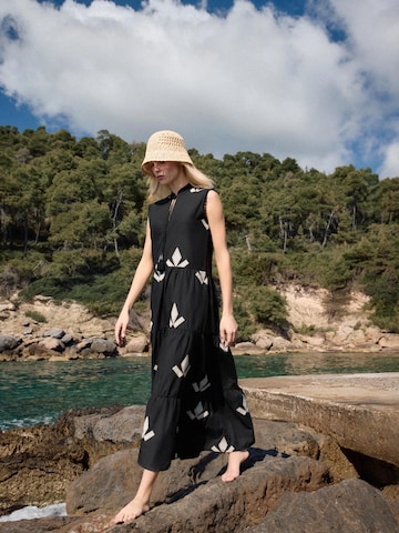 Pink Label Καλοκαιρινό φόρεμα 'BEACHWEAR MAROCCO EMBRODERY' σε μαύρο