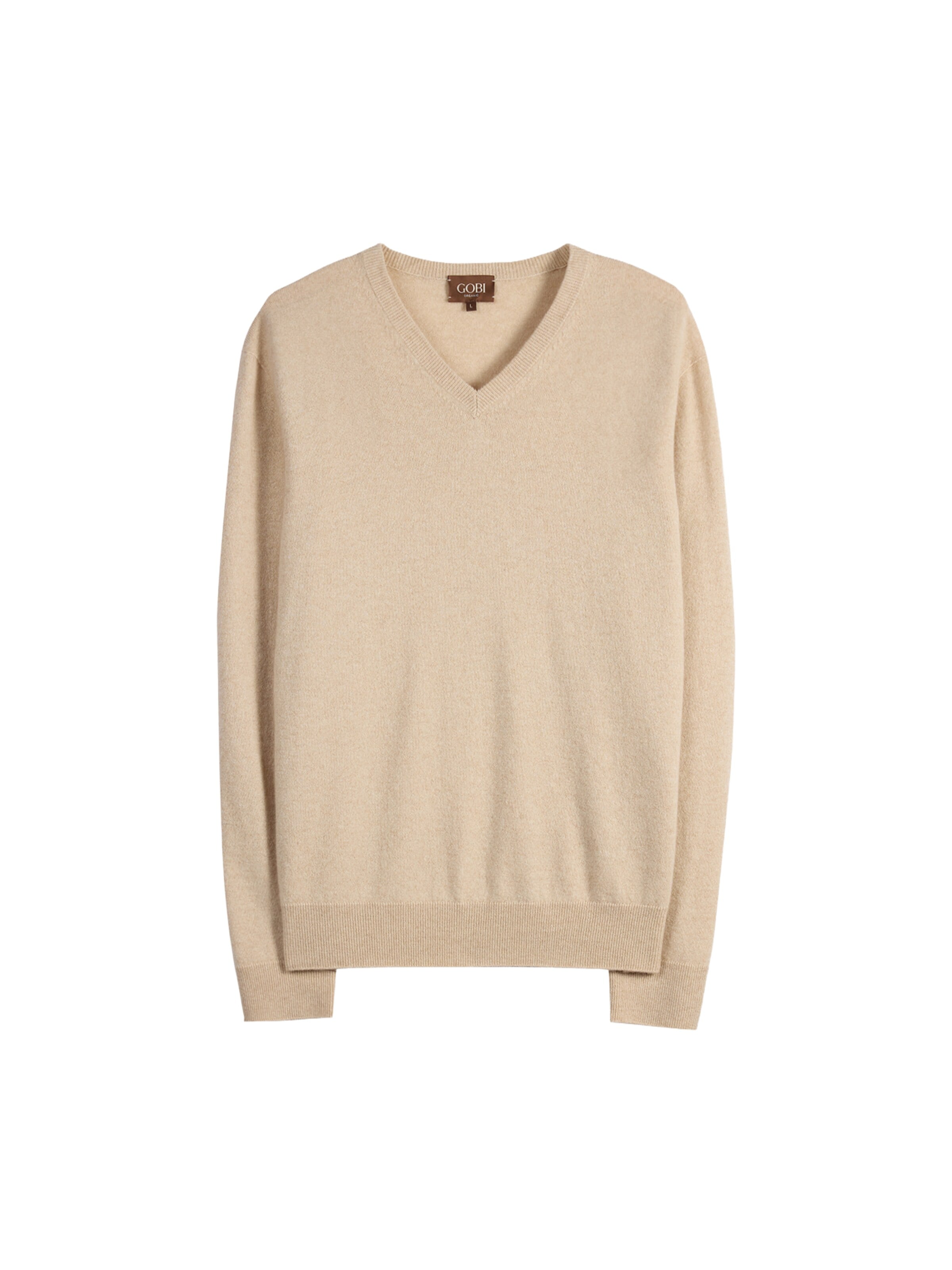 Pull-over 'Men's Essential Cashmere V-Neck Sweater' GOBI Cashmere en beige : devant