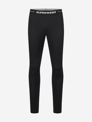 Alpenwert Long Johns 'Lange Unterhose Herren 100% Merino' in Black: front