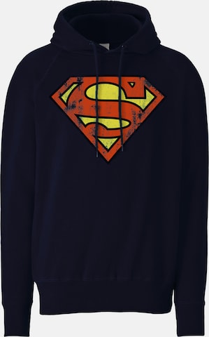 LOGOSHIRT Kapuzenpullover 'DC – Superman Logo' in Blau: predná strana