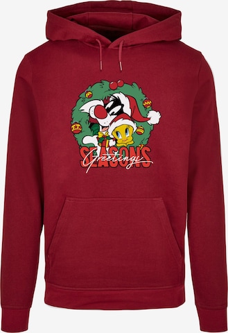 ABSOLUTE CULT Sweatshirt 'Looney Tunes - Seasons Greetings' in Rood: voorkant