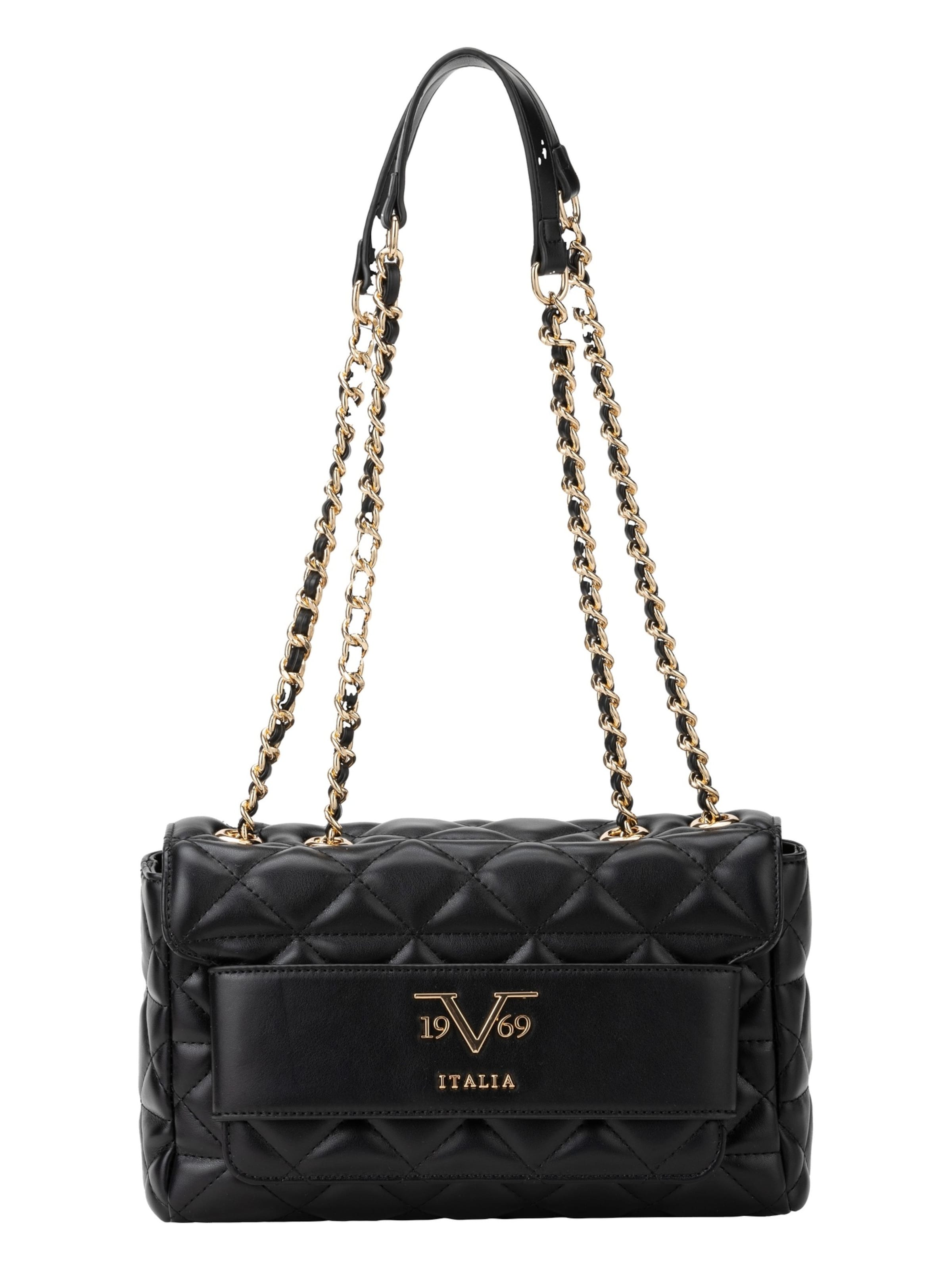 19V69 ITALIA Чанта с презрамки 'Gaia Gold' в черно: отпред