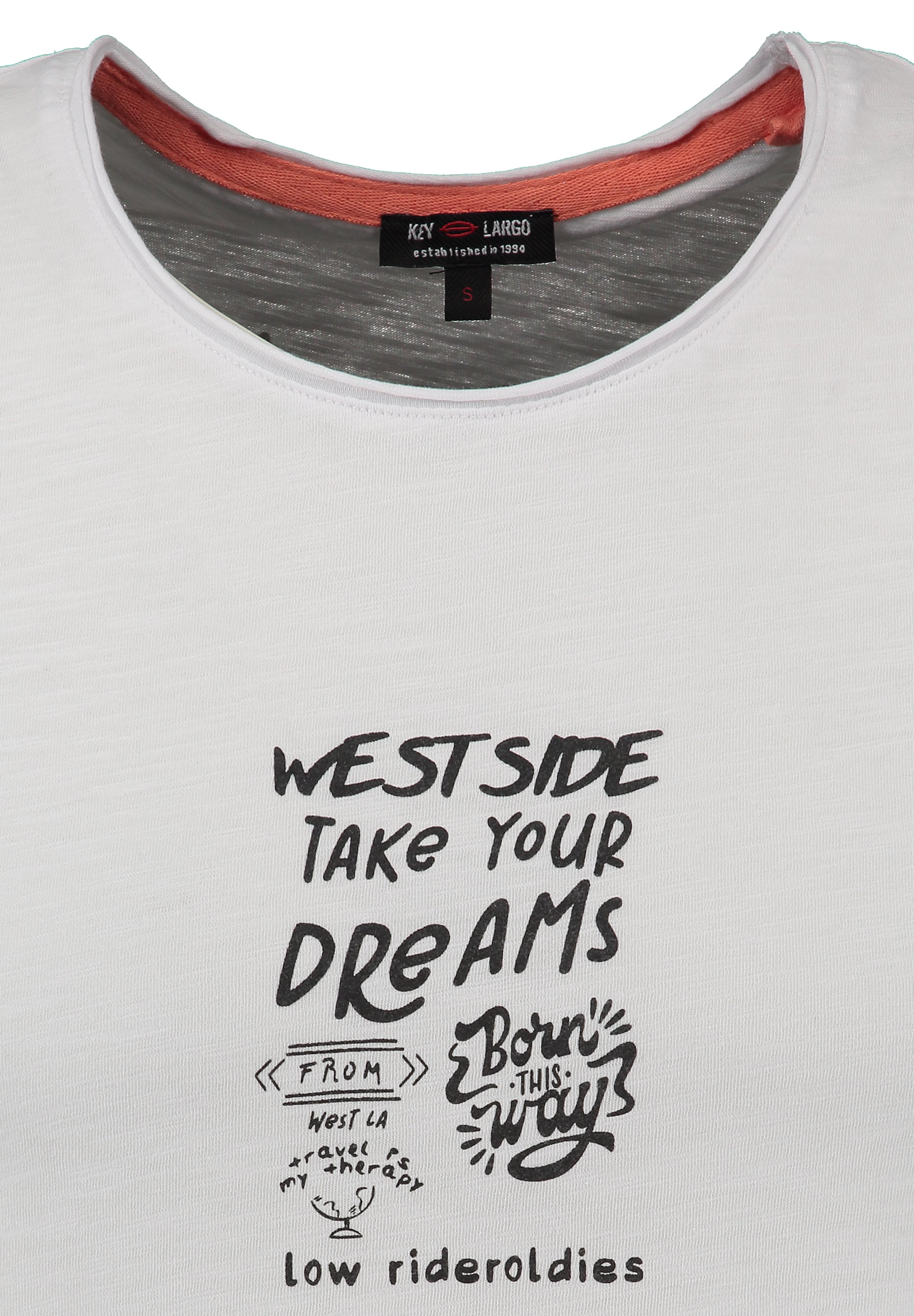 Key Largo Μπλουζάκι 'WEST SIDE' σε λευκό