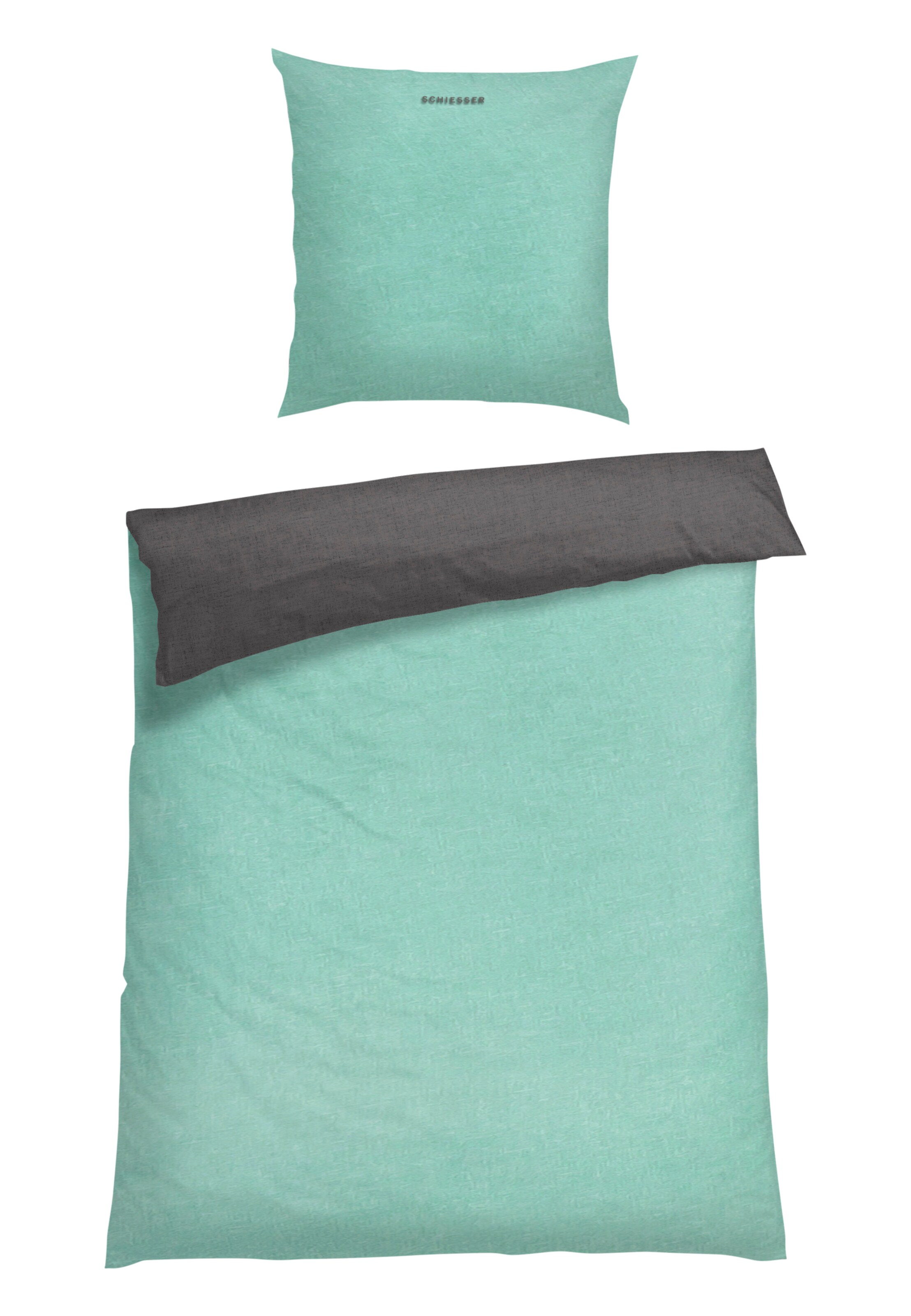 SCHIESSER Duvet cover 'Doubleface Feinbiber' in Grey: front