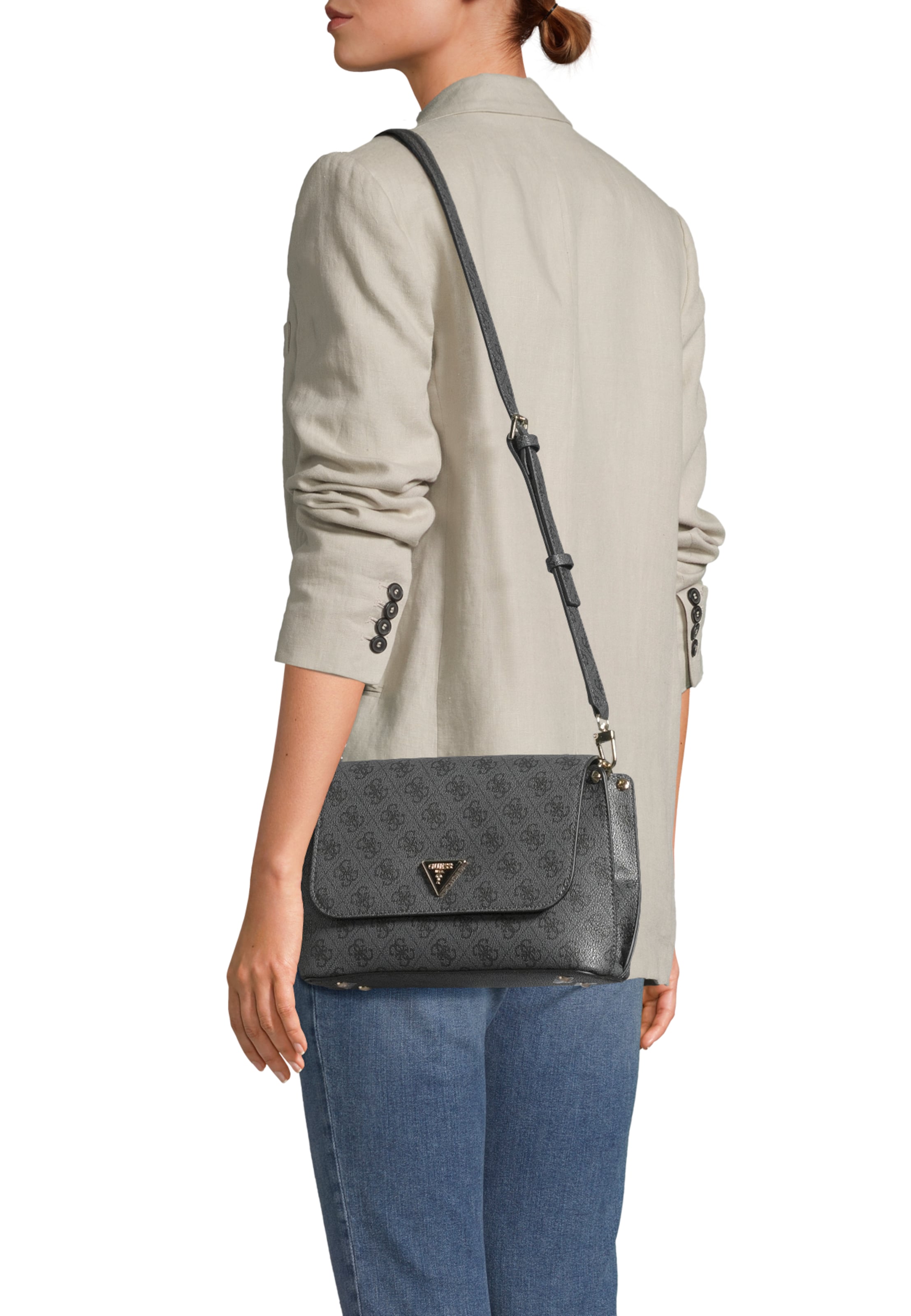GUESS Τσάντα ώμου 'MERIDIAN II FLAP CROSSBODY' σε γκρι: μπροστά