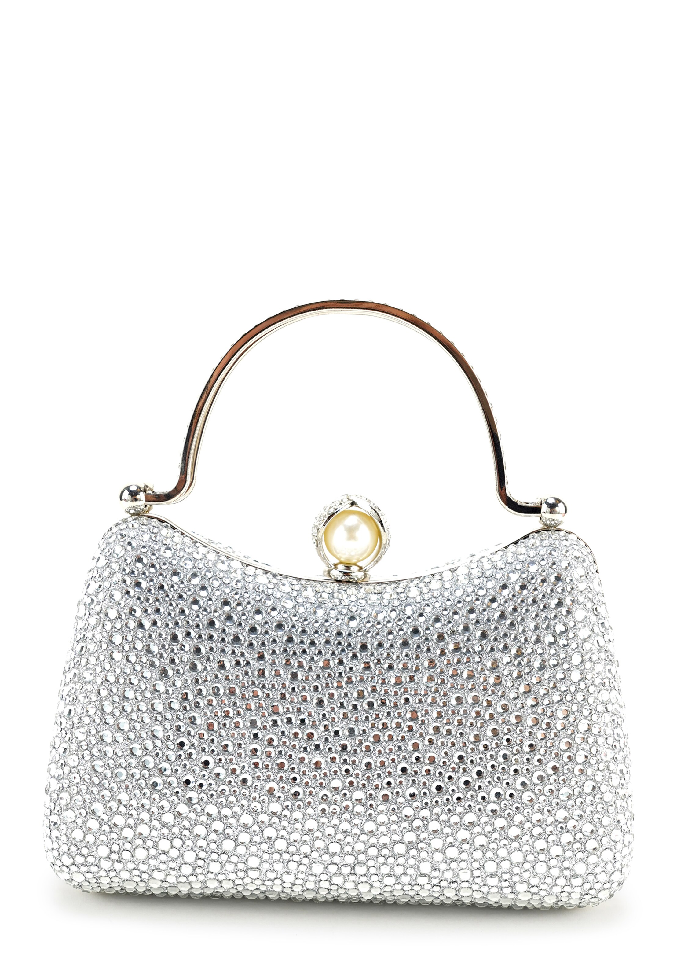 HARPA Clutch 'ORALEI' in Silver: front