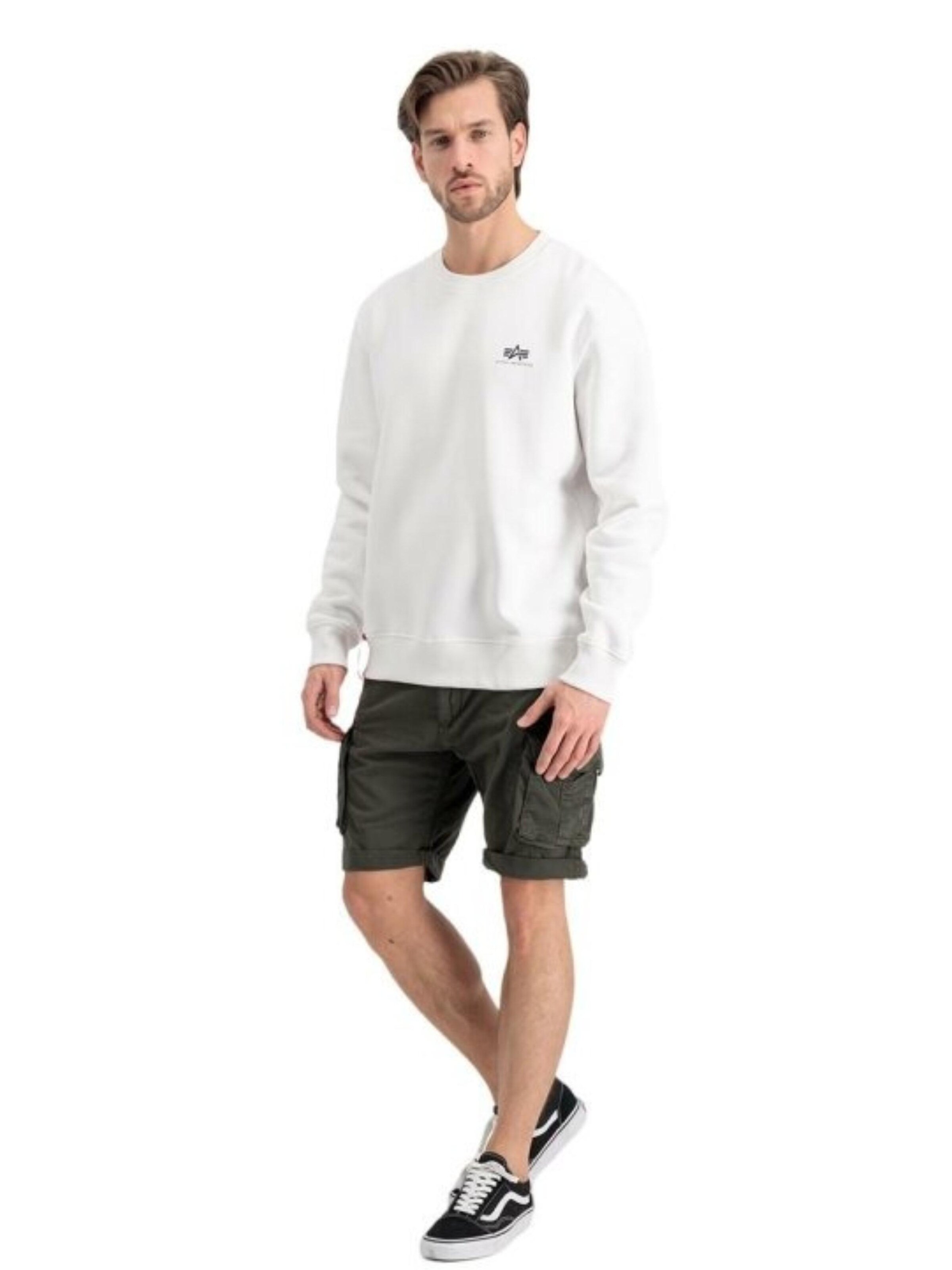 ALPHA INDUSTRIES Sweatshirt 'Basic Small Logo' in White