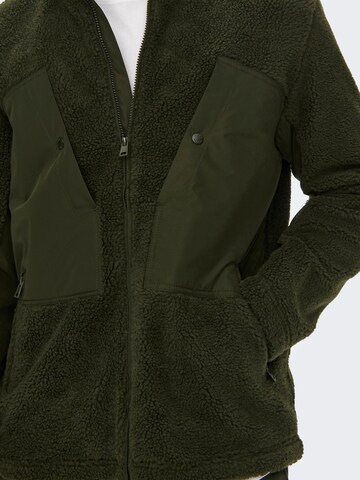 Only & Sons Fleece Jacket in Green