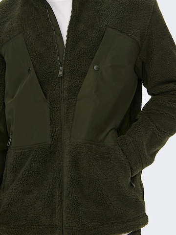 Only & Sons Fleece jas in Groen