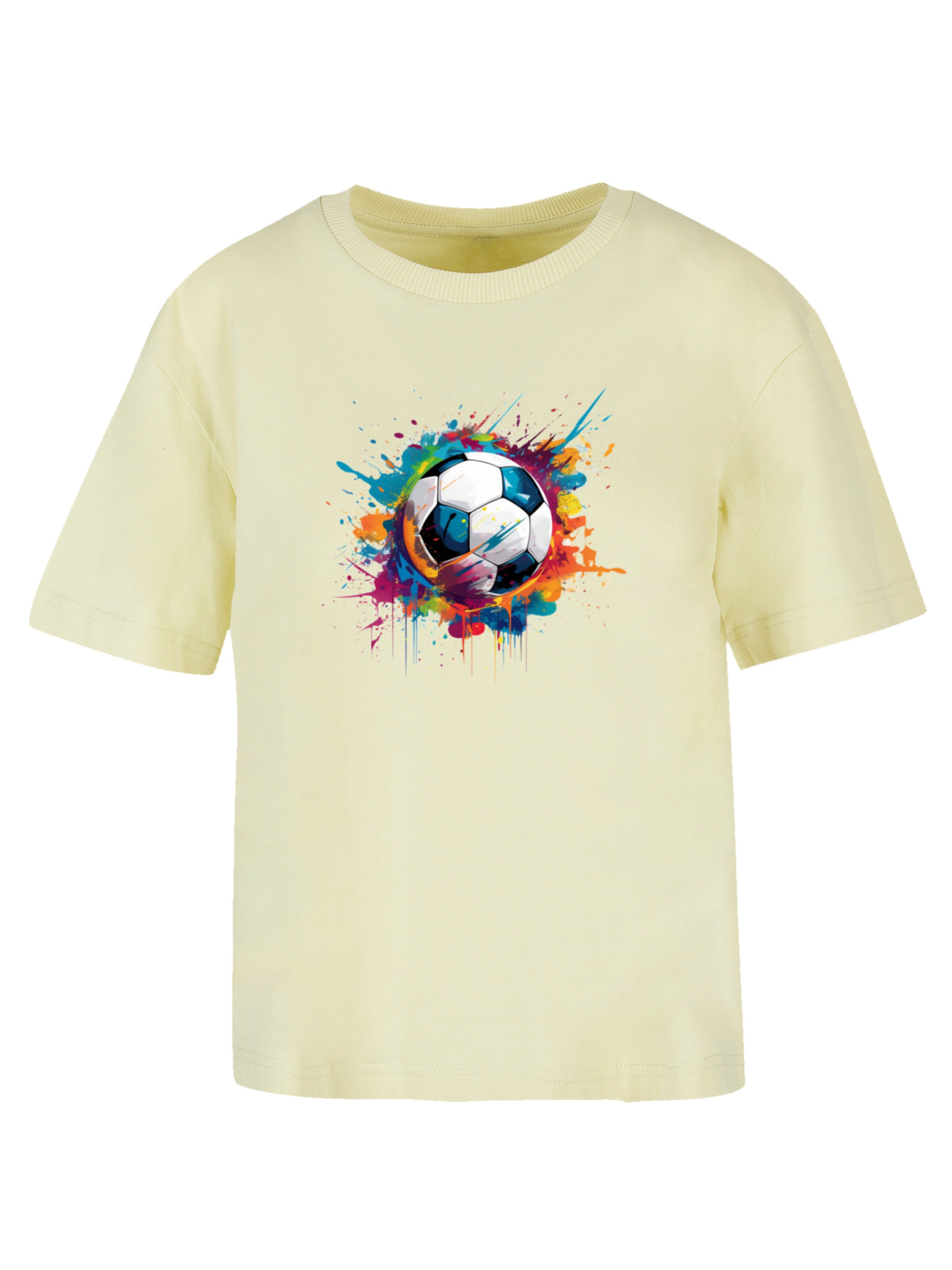 F4NT4STIC T-Shirt 'Bunte Fußball' in Gelb: Vorderseite