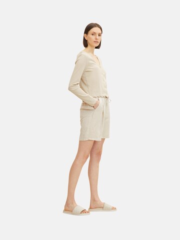 TOM TAILOR Loose fit Pleat-Front Pants in Beige
