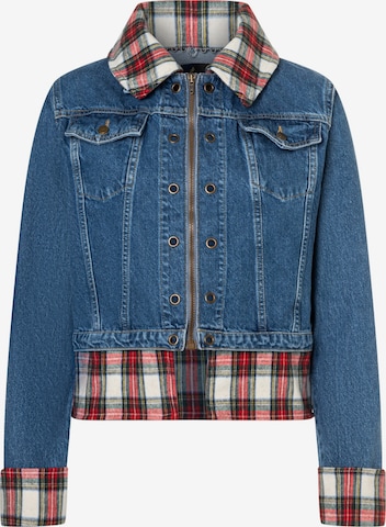 Fenice Übergangsjacke 'Urban Plaid Denim' in Rot: Vorderseite