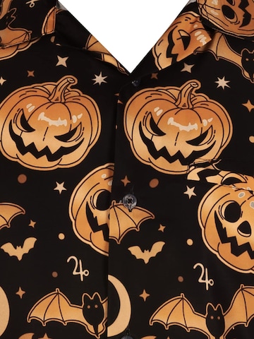 King Kameha Shirt 'Helloween Pumpkin Bat' in Braun