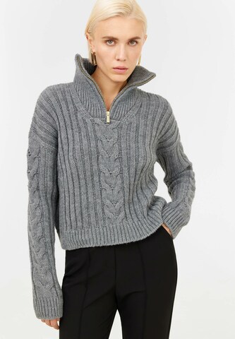 TOPTOP STUDIO Sweater Stehkragenpullover in Grau