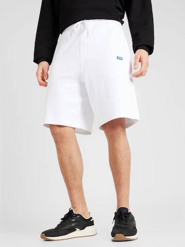 HUGO Blue - Loosefit Calças 'Nasensio' em branco: frente