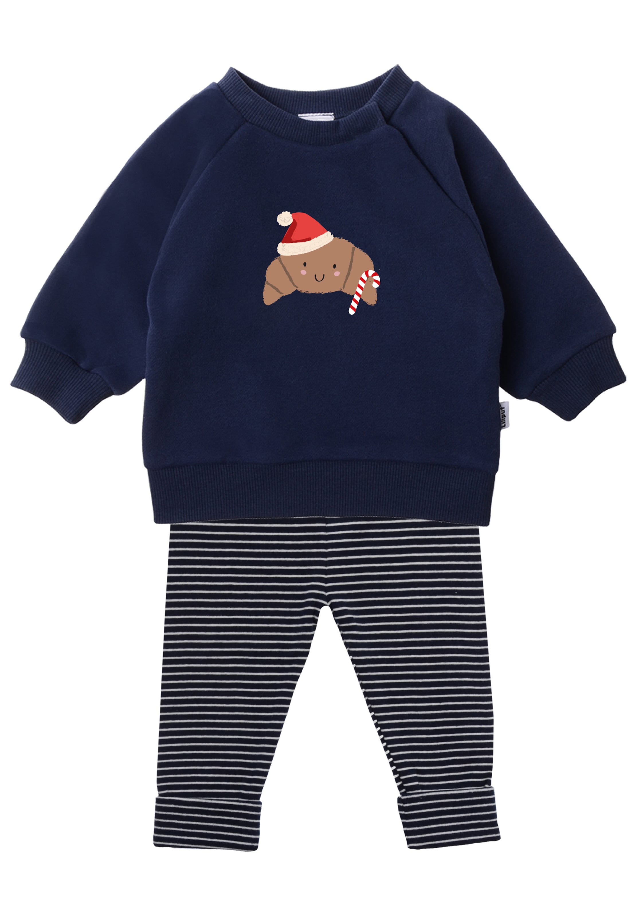 LILIPUT Sweatshirt und Hose 'Weihnachtscroissant' in Blau: Vorderseite