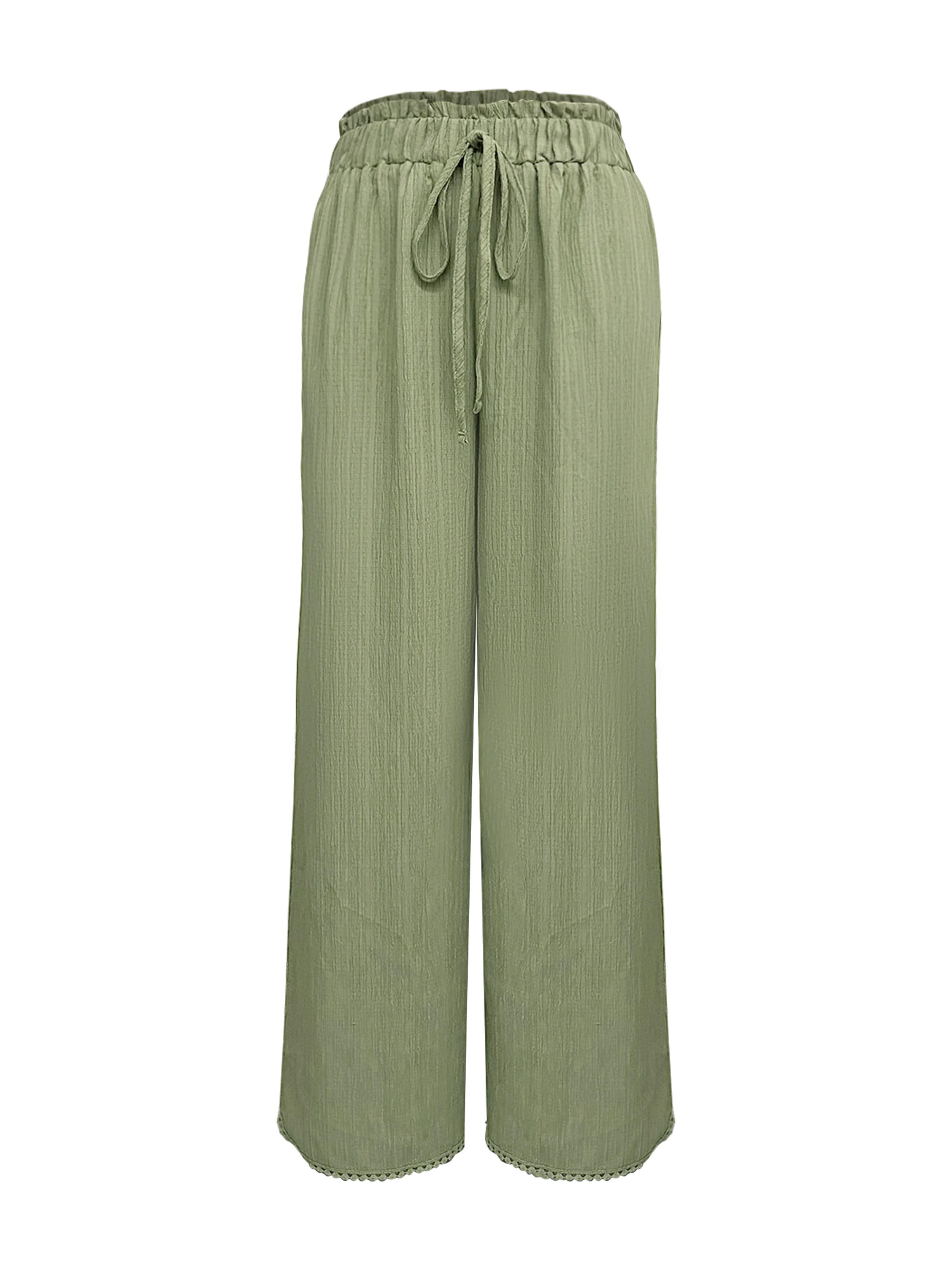 MEETWEE Wide leg Pants in Green: front