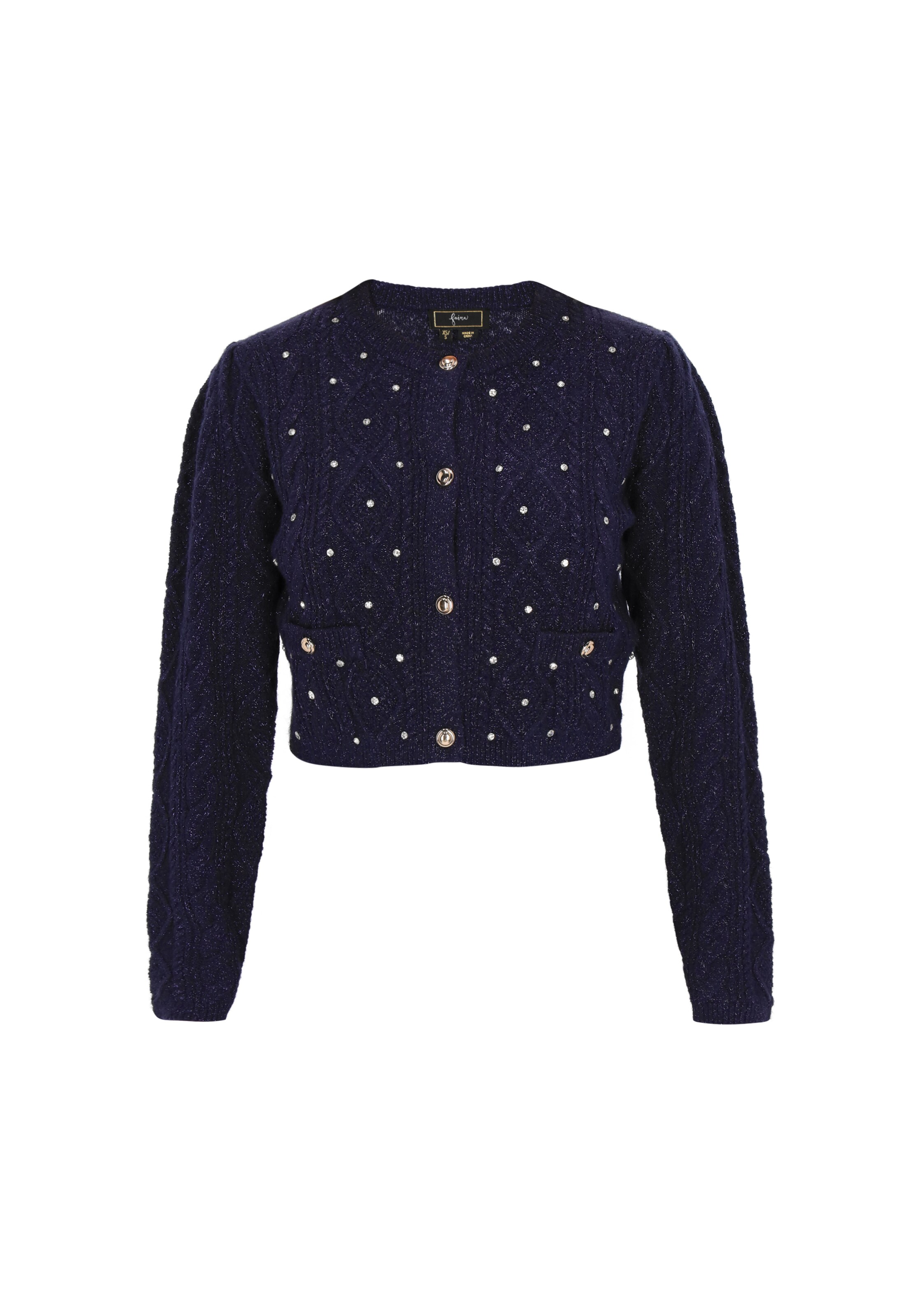 faina Gebreid vest 'Fashion Look' in Blauw: voorkant