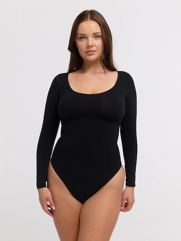 Body modellante 'Longsleeve Sculpting Bodysuit with Slip' di cfab in nero