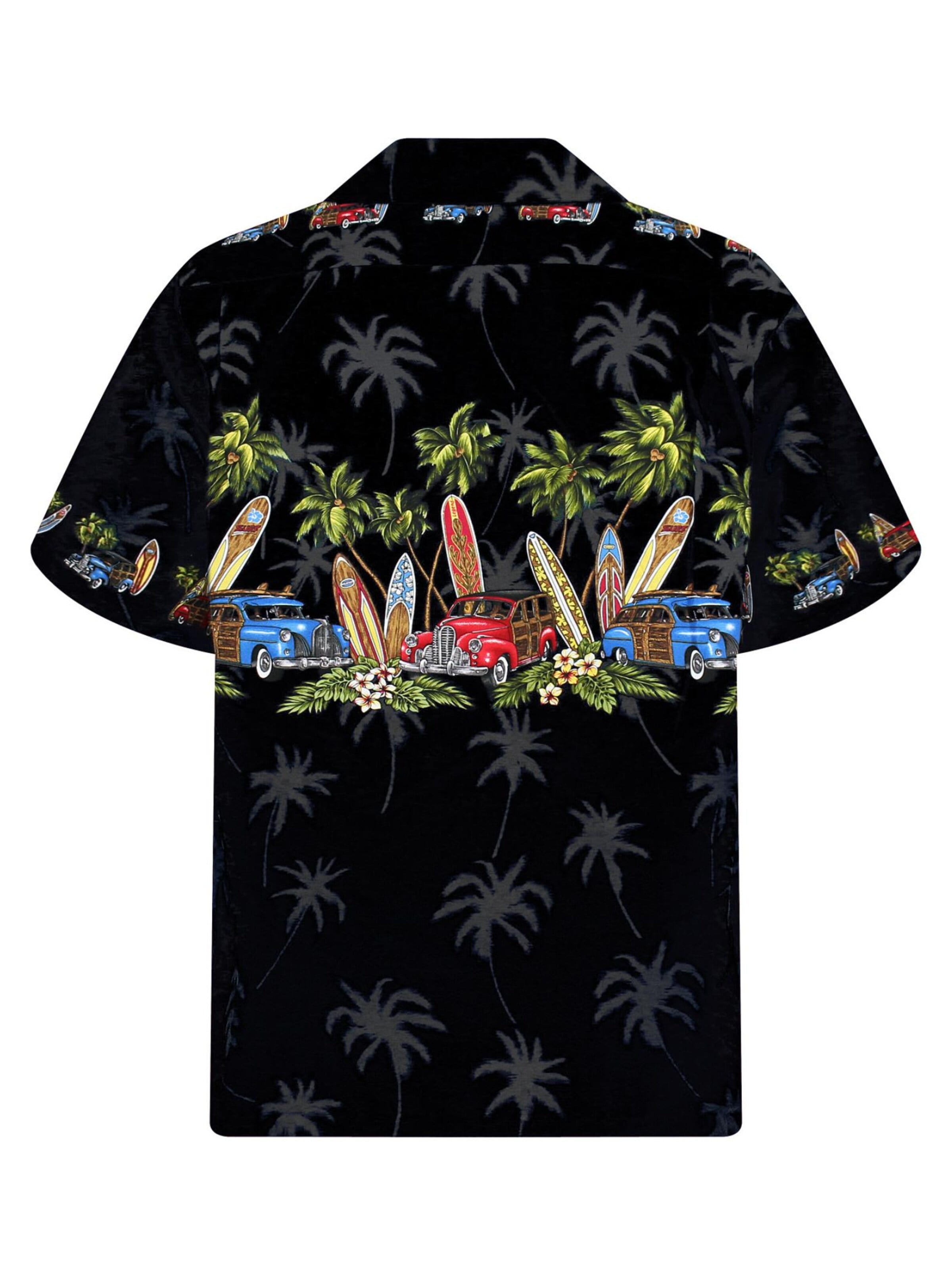 Pacific Legend Regular Fit Hemd 'Surfbretter Autos'‌‌‌‌‌‌‌‌ in Schwarz