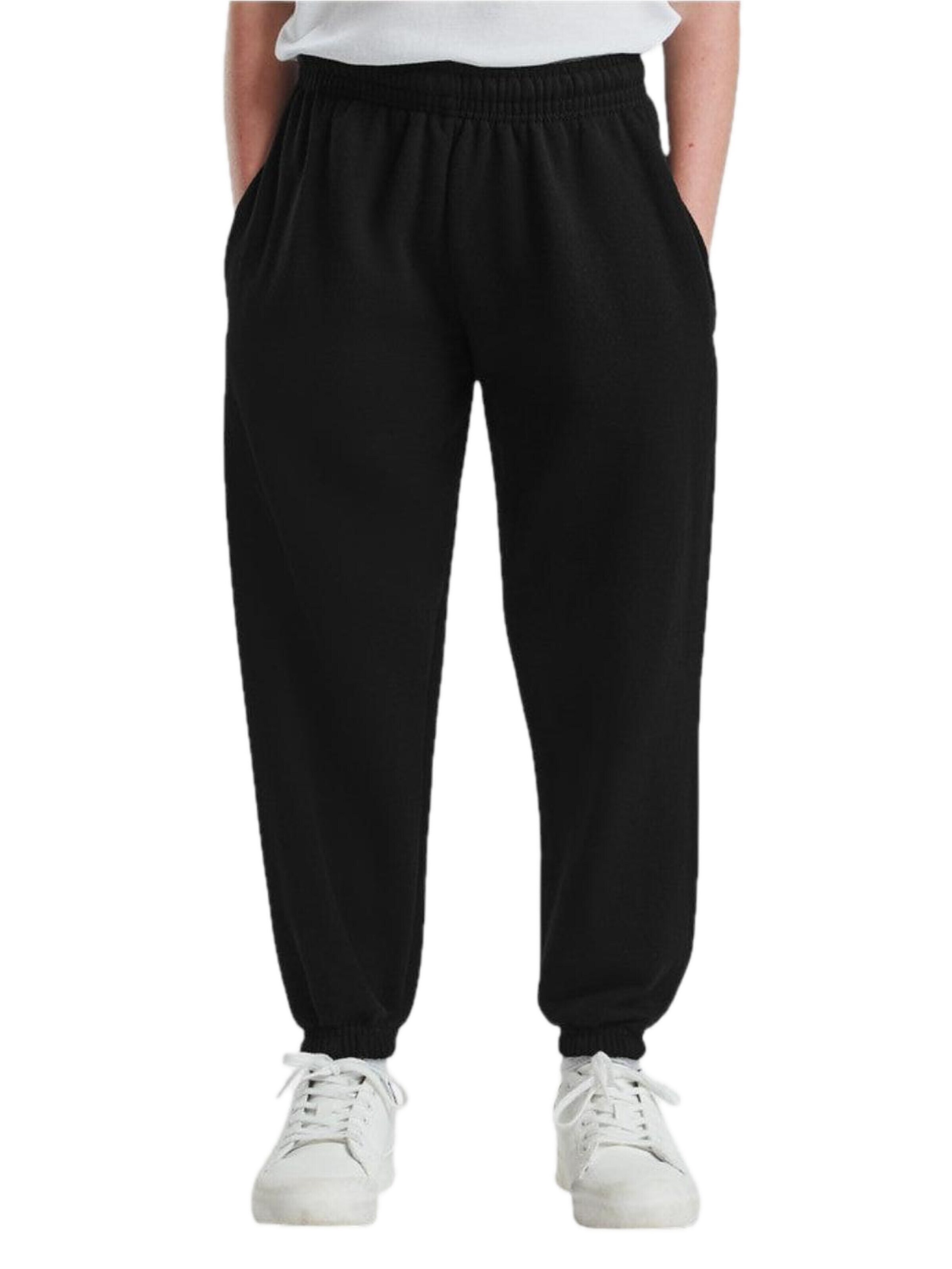 FRUIT OF THE LOOM Regular Broek 'Sweatpants with cuffs for kids' in Zwart