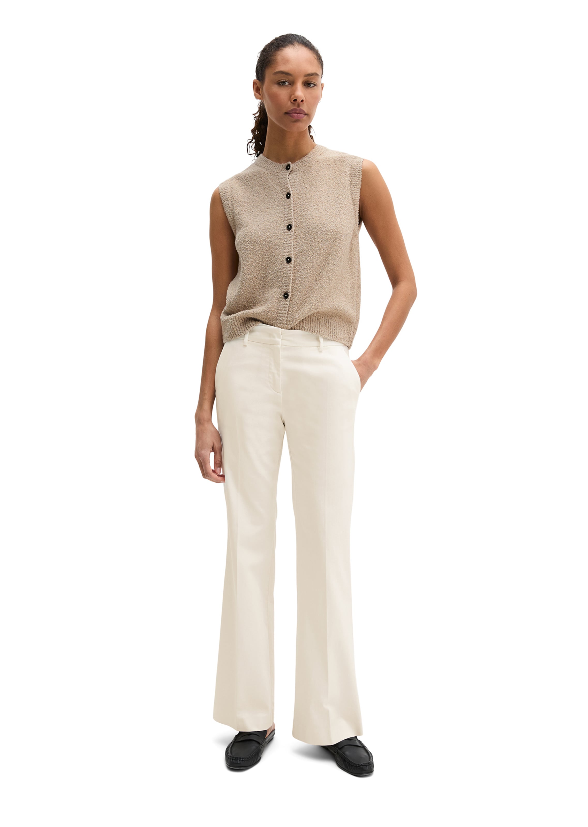 Marc O'Polo Flared Pantalon 'Marthe' in Wit