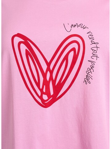 Zizzi T-Shirt 'Velin' in Pink