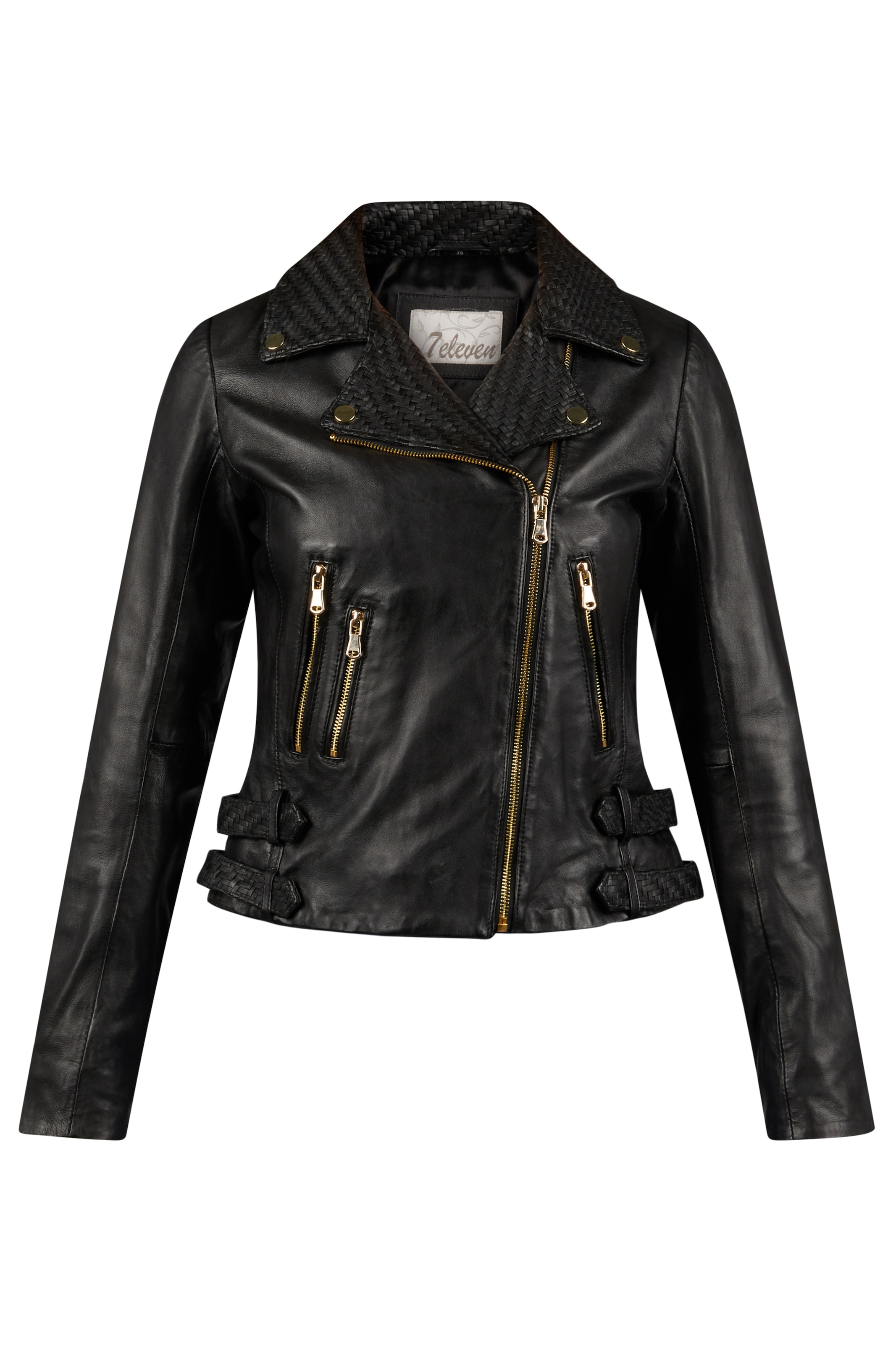 7ELEVEN Lederjacke 'SERenata' in Schwarz: Vorderseite