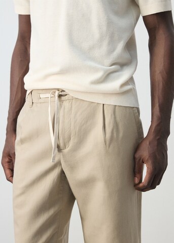 MANGO MAN Slim fit Pleat-Front Pants 'Romelino' in Beige