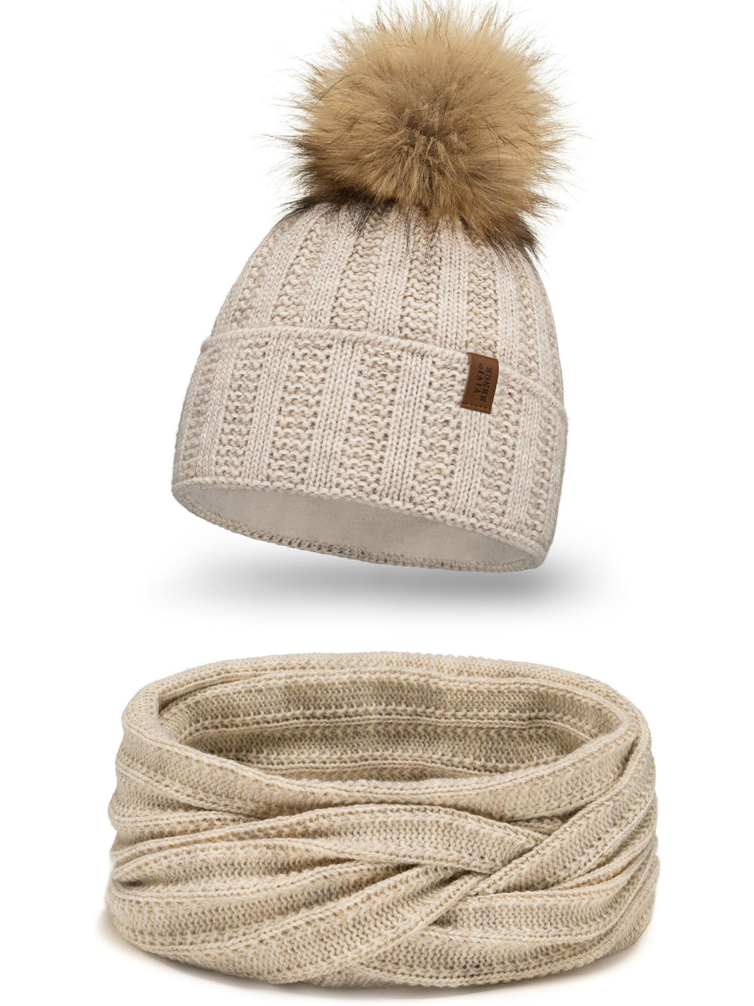 Vivisence Mütze '7019 Set'‌‌‌‌‌‌‌‌‌‌ in Beige: Vorderseite