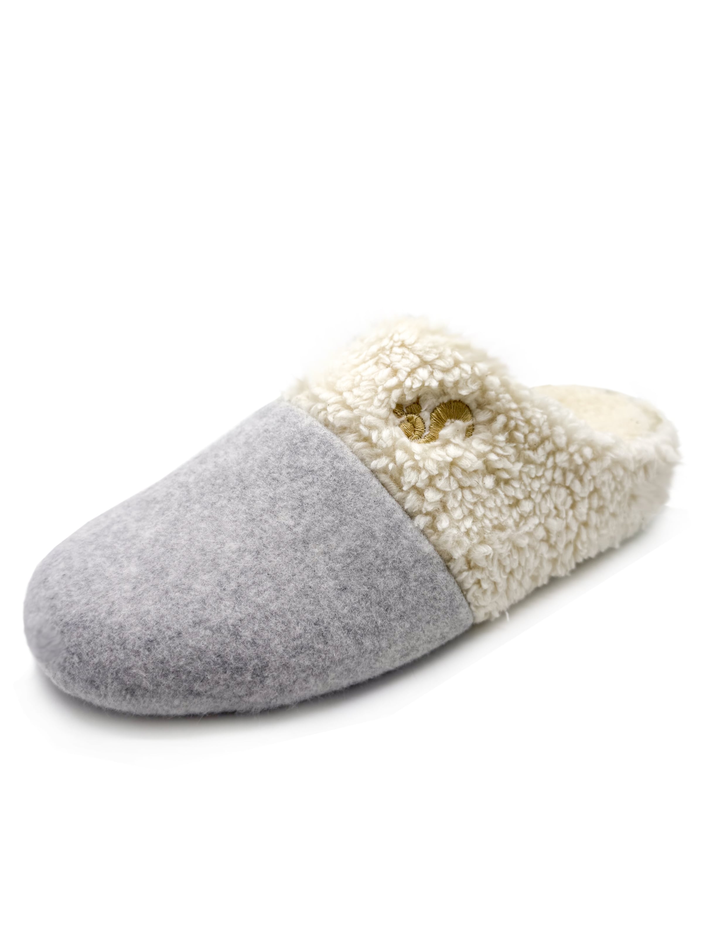 thies Mules 'thies 1856 ® Organic Teddy Mix Slipper' in Grey: front