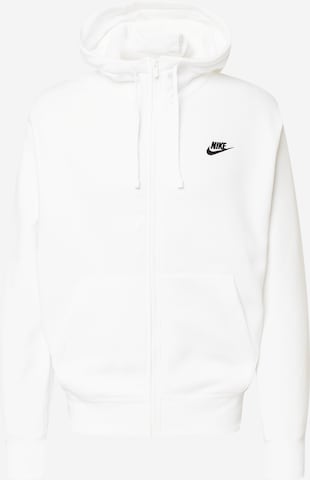 Nike Sportswear Rovný strih Tepláková bunda 'Club Fleece' - biela: predná strana