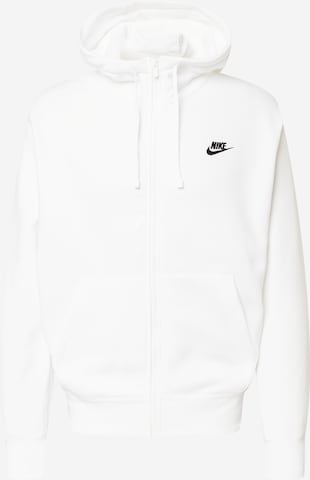 Nike Sportswear - Regular Fit Casaco em moletão 'Club Fleece' em branco: frente